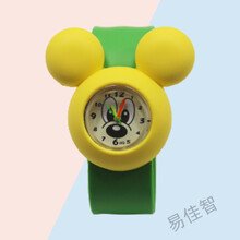 大耳朵米奇石英表儿童玩具手表女孩男孩果冻撞色搭配教学电子表 绿带黄头撞色