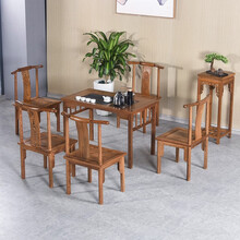 寻古红木家具非洲鸡翅木（学名：非洲崖豆木）小茶桌椅组合实木新中式泡茶桌办公室阳台茶台茶艺桌 六件套：茶桌+单背椅