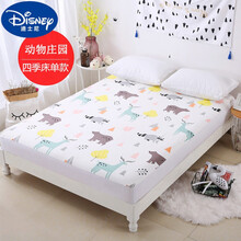 迪士尼高档轻奢品牌大号婴儿童隔尿垫大号超大床垫防水可洗隔夜保护床单纯棉透气床笠夏天 动物庄园【四季床单款】 150x200cm