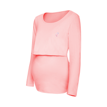 mamanstyle上掀舒适便捷·上掀式产前产后孕妇哺乳t恤月子服家居服MTS003-长袖哺乳上衣 长袖—桃粉 M（胸围86-94cm）