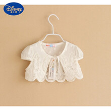 迪士尼(Disney)同款儿童百搭纯棉披肩女童夏季短袖坎肩宝宝韩版白色短小外搭透气 白色 9码/100码(建议身高90cm)