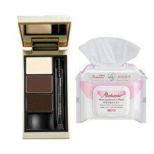 卡婷鎏金雀台三色眉粉软糯细腻自然立体防水 三色眉粉C01+卸妆湿巾一包