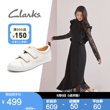 国际	Clarks其乐女鞋2020经典款Glove Daisy休闲简约天使小白鞋 白色拼色261309824 37
