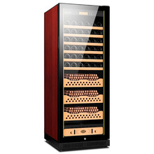 富客（FUKE）FK-120C1变频恒温恒湿双温雪茄柜红酒柜负离子空气净化雪茄保湿柜 红色 雪松木裸养3+6红酒