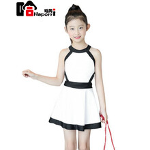 哈珀芮品牌女童2021新款泳衣连体保守中大童12中学生15岁女孩13泳装亲子公主 儿童款白色【偏胖请选大】 48