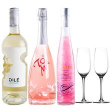 组合套餐dile Moscato天使之手甜白+朵玛爱格尼桃红起泡酒+粉色星空酒+香槟杯2个