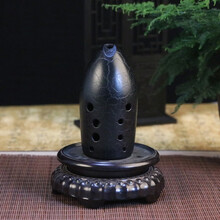 楚吟 有机玉埙笔筒埙十孔双腔乐器初学者入门学生成人男女树脂勋 犀皮黑树脂埙G+书