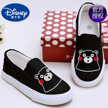 迪士尼(Disney)  童鞋女童小白鞋2021夏新款中大童布鞋帆布鞋一脚蹬儿童懒人鞋休闲小孩子夏天 套脚黑本熊 37