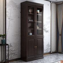 天惠子 实木书柜 新中式二三五门书柜书架组合 书房储物柜书橱家用办公柜 两门书柜83cm