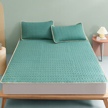 乳胶被 乳胶床垫夏季软垫薄款席梦思保护榻榻米防滑床褥子垫被可水洗折叠 静雅绿 90x200cm(A类母婴级面料)