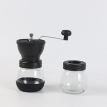 洞狮 小型手磨咖啡机家用可水洗玻璃磨豆机便携式手摇咖啡豆研磨机 手摇磨豆机+密封罐(经典黑)