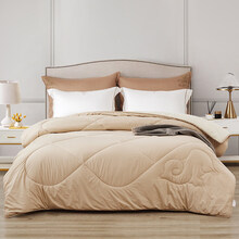 羊毛驼毛被家纺澳洲羊毛被春被被芯被子加厚保暖单人双人被褥被子 暖芯澳洲羊毛 炫彩被 (暖暖黄) 150×200 cm