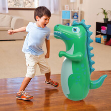 充气不倒翁 海豚熊大熊二充气玩具卡通健身大号不倒翁早教拳击孩子千吨锤玩具 【加大加厚】绿恐龙(90cm) 带气筒锤子