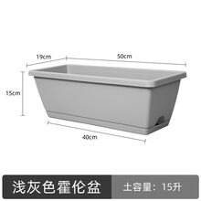 卫亮 霍伦种菜盆长条花盆家庭阳台种植箱种菜神器长方形特大蔬菜种植槽 加厚款浅灰霍伦盆(送托盘) 一个盆(送肥料)