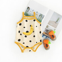 新生儿肚兜夏 ins婴儿肚兜夏季薄款衣服全棉女可爱哈衣洋气婴幼儿吊带 香蕉 66cm