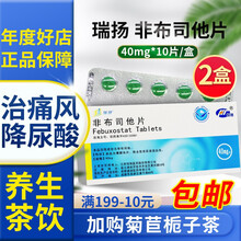 瑞扬 非布司他片 40mg*10片 2盒装】+菊苣栀子茶10包/袋 9味中药茶饮冲泡