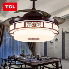 TCL照明 吊扇灯电风扇灯 新中式客厅餐厅卧室灯具LED古典隐形灯饰办公室别墅电扇灯复古 福临-42寸变频LED三色变光带遥控