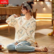 巧娇琪春秋长袖纯棉孕妇睡衣女薄款产妇哺乳期月子服夏天产后喂奶衣家居服套装 SH6616 女L码建议100-120斤