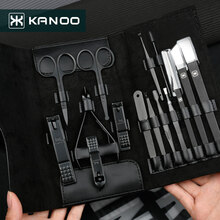 德国指甲刀套装家用甲勾鹰嘴钳修脚剪指甲男女士专用全套指甲工具 15件男人套装黑