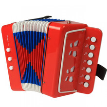 送视频教程音乐儿童手风琴乐器亲子儿童玩具男孩女孩生日礼物早教 火焰红