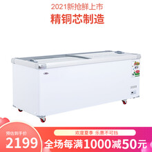 妮雪商用展示冷柜岛柜卧式点菜冰柜大容量展示冰柜纯铜管制冷超市展示柜冰柜保鲜冰箱玻璃门 加大容积加深款铜管2000x800x850mm