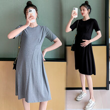 凯琳卡洛儿 孕妇装夏装孕妇裙夏季夏天外穿孕妇连衣裙宽松大码孕妇裙子孕妈装 灰色 M