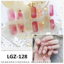 新款5d立体小清新指甲贴纸全贴片防水 可卸穿戴成品美甲片贴纸ins定制 LGZ-128