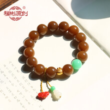天然新疆和田玉糖玉手串手链女款原创设计饰品圆珠单圈多宝手串