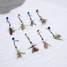 超长逗猫棒超喜欢！cfa赛级超长杆逗猫棒 仿真飞虫带铃铛弹簧可拆卸替换头 5个 单独小飞虫替换头 颜色随机