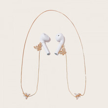 贝乐星辉耳机防丢链 2021夏季无线耳机防丢链简约气质挂脖适用苹果华为蓝牙耳夹环 蝴蝶蛇骨链