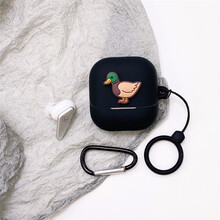 巨力仕 耳机套适用小鸟Libratone Air+二代耳机保护套air2全包防摔个性创意软壳 黑色+Q小鸭+绳圈+挂钩 小鸟Libratone Air+ 二代保护套