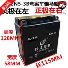 工马 钻豹摩托车电瓶免维护蓄电池通用踏板车弯梁车12V7A5A9A6.5干电池 钱江12N5-3B弯梁车雅马哈