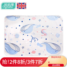 妈妈果  婴儿隔尿垫可洗大号新生宝宝床单整床表纯棉透气布垫防漏水 鲸鱼 30*45cm 双面用