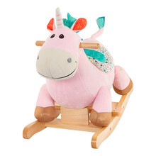 美国比乐btoys摇摇马宝宝儿童毛绒木马玩具木制摇摇马生日礼物 摇摇粉色独角兽