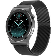 华为手机通用高精度血压心率心电图体温监测智能手环远程血氧心跳心脏男老人女运动健康非医疗级量多功能手表 黑米兰尼斯钢带+(体温+心电+血氧+心率+血压)