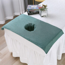 【GEMEITI 厂家直f发】美容院开洞床头巾洞巾按摩孔巾推拿理疗带洞棉麻铺床巾柔软吸水 墨绿色 45*80开洞