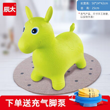 辰太儿童跳跳马加厚大号卡通户外健身充气玩具摇摇马幻想跳跳侠2-3-4-5-岁宝宝卡通坐骑感 统训练 跳跳单色马黄绿色