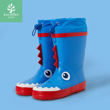 kk树 kocotree 儿童雨鞋男童女童小学生防滑雨靴小孩中大童胶鞋防水宝宝水鞋 蓝色小恐龙 35