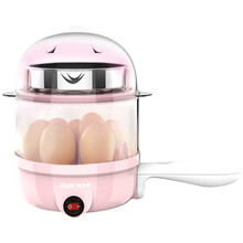 奥克斯煮蛋器家用小型煮鸡蛋机煎蛋器迷你双层蒸鸡蛋羹机热奶自动断电学生宿舍蒸蛋器蒸鸡蛋器 粉色（双层 带钢碗）