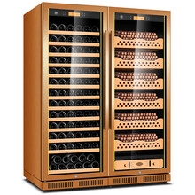 茄龙（CIGARLOONG）CL-168CT2组合双门雪茄柜智能恒温恒湿西班牙雪松木层架不锈钢 雪松木雪茄红酒满配款拉丝金