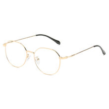 [防蓝光防辐射抗疲劳]可配近视眼镜男女学生韩版圆脸网课平光眼睛 金色框 无度数防辐射平光镜
