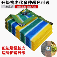 枫槿遮阳网四色条纹加密防晒网家用隔热网六道包边打孔汽车阳台楼顶防晒遮光网 四色条纹3米X5米【六线包边】