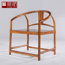 知府红木家具非洲花梨（学名：刺猬紫檀）全实木禅意新中式简约圈椅实木太师椅圆椅休闲椅 长62-宽51-高78/42