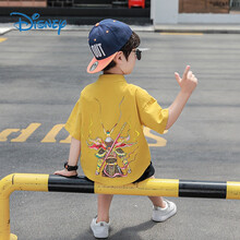 迪士尼旗舰官方上新 汉服夏款儿童男童中国风唐装夏季复古民族服装小宝宝中式改良古装 姜黄色 悟空棉麻套装 120