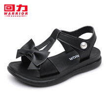 回力童鞋新款女童甜美蝴蝶结皮沙滩鞋儿童凉鞋20270 黑色36