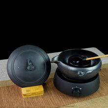 京江 陶瓷煮茶器普洱黑白茶复古法煮茶壶温茶器电陶炉茶炉功夫茶具套装 经济款电陶炉+万事如意煮茶器