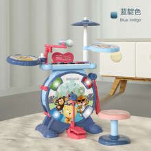 儿童架子鼓敲打鼓乐器爵士鼓初学者1宝宝鼓类电子玩具男女孩3-6岁生日礼物抖音网红同款 多功能电子琴鼓+话筒+25键(蓝色)