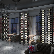 酒吧隔断红酒架屏风卡座铁艺置物餐厅定制胡桃里工业风落地酒柜 黑色 长105*宽11*高240