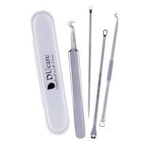 黛蔻（DUcare） 4支挑粉刺工具不锈钢粉刺针暗疮针 双头镊子黑头夹 祛痘针挤痘痘工具套装 