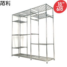 陌利  不锈钢衣柜全钢不锈钢衣柜定制简易布衣柜钢管加粗组装挂衣橱金属家用简约经济型 长宽高定做柜子在此拍